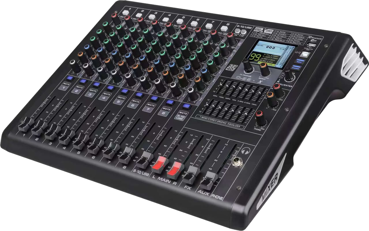 Aurora AuroMix 8 professional mixing console.