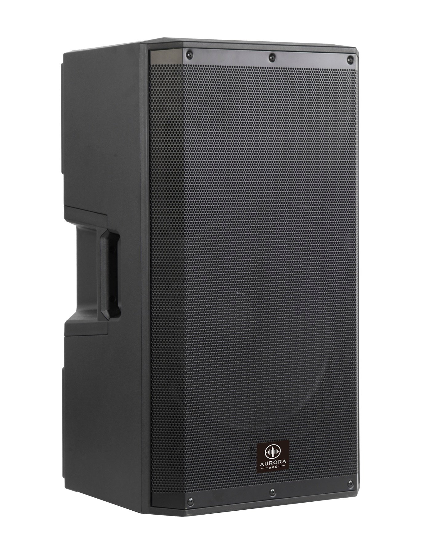 Side view of the Aurora Club X15 active loudspeaker and integrated handle.