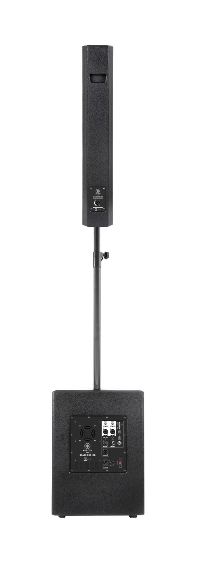 Rear view of the Aurora Stage Pro 156 column system.
